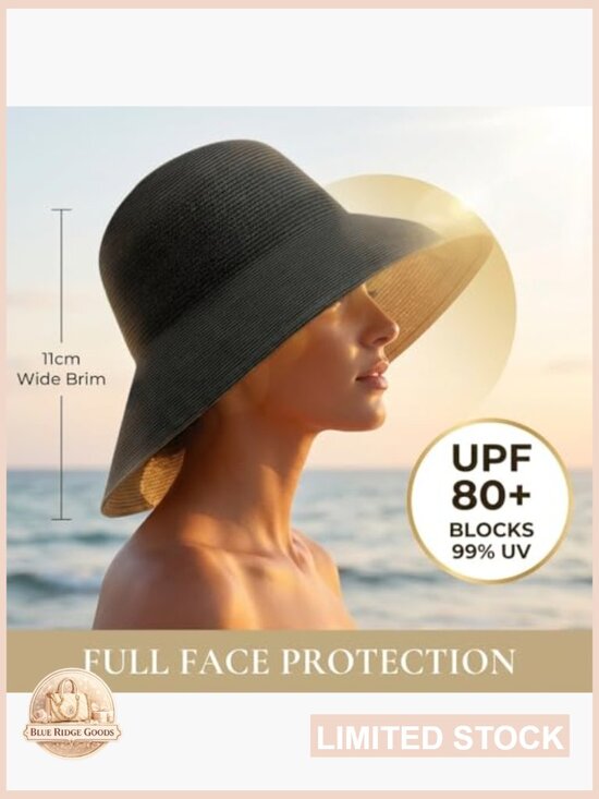 Wide Brim Straw Sun Hat Packable Foldable Beach Hat with Adjustable Chin Strap main image 6